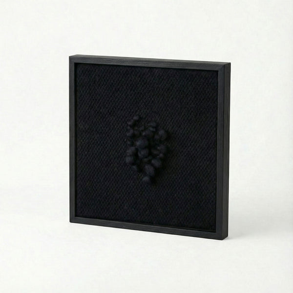 Enigma - Sculptural Framed Tapestry - Black Wool and Wood Art