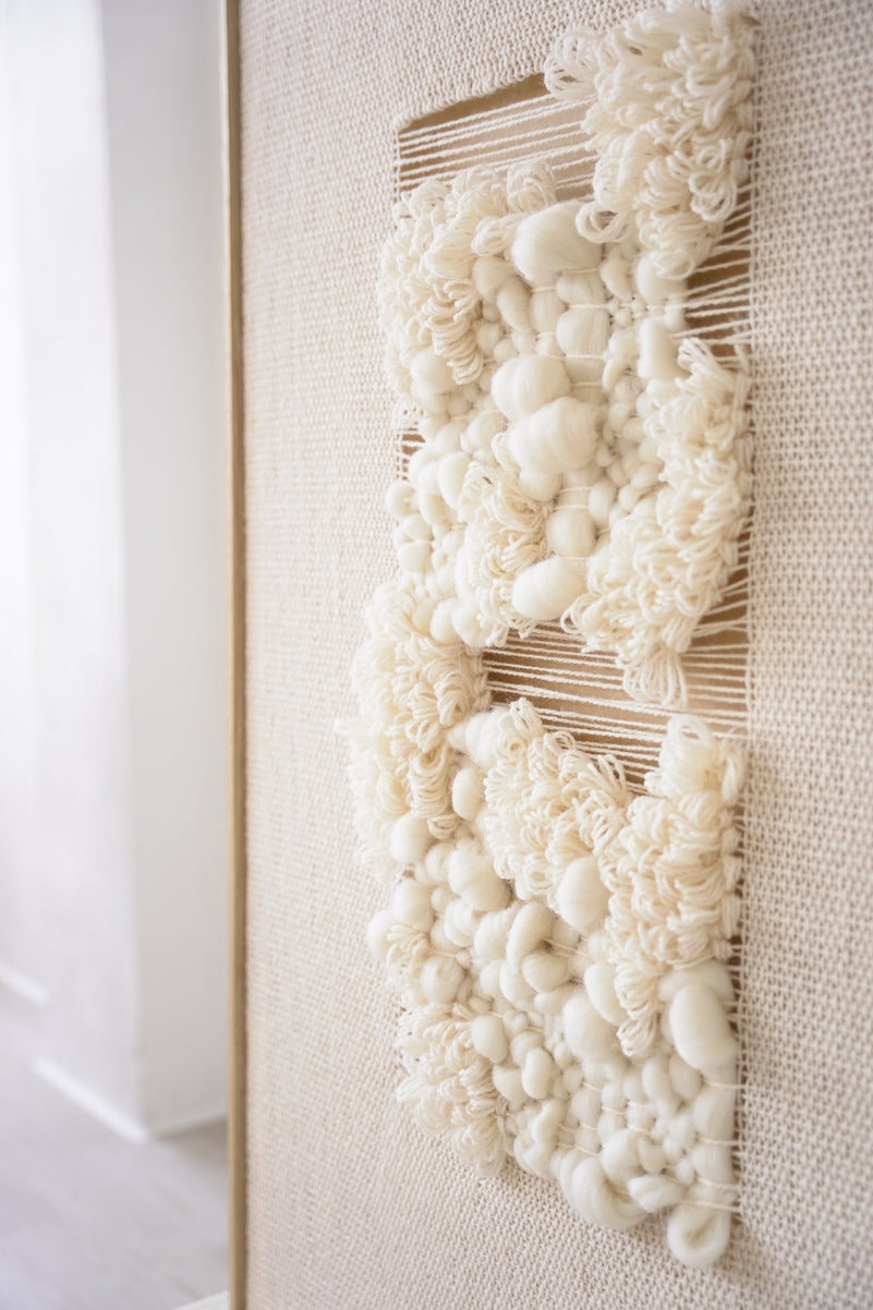 Modern Velua tapestry wall decoration in cozy Scandinavian living room