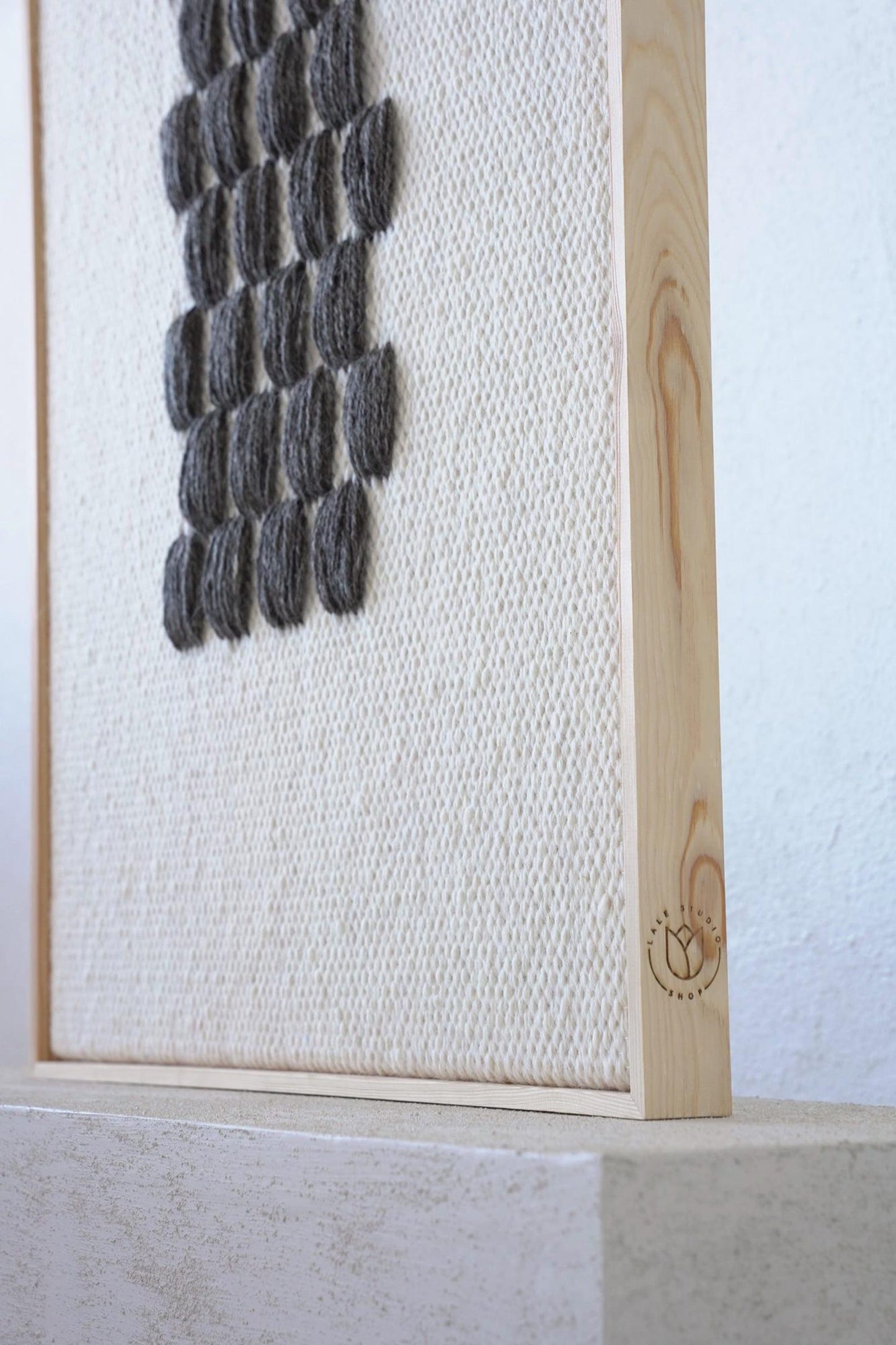 Tkany Obraz II Szary Wzór - Ręcznie Tkany Gobelin w Ramie