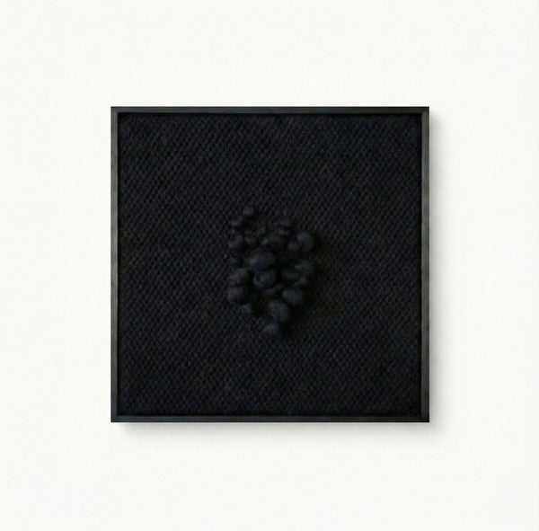 Enigma - Sculptural Framed Tapestry - Black Wool and Wood Art