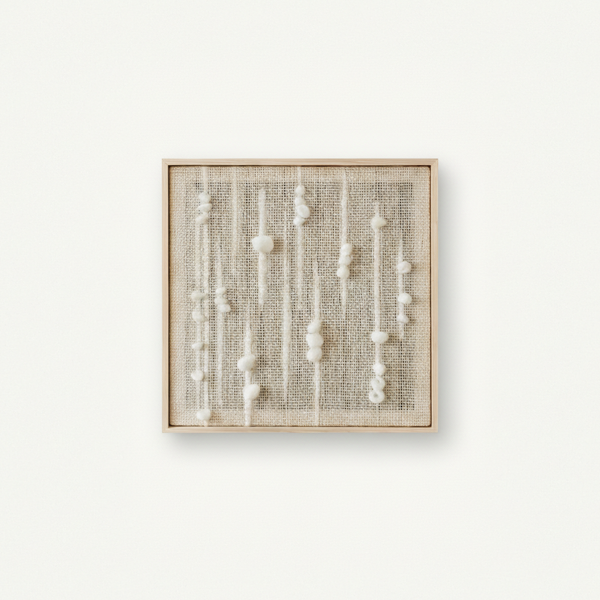 Olit - Minimalist Framed Wall Tapestry - Natural Wool and Wood Art