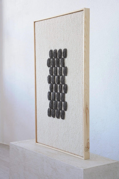 Tkany Obraz II  Szary Wzór - Ręcznie Tkany Gobelin w Ramie