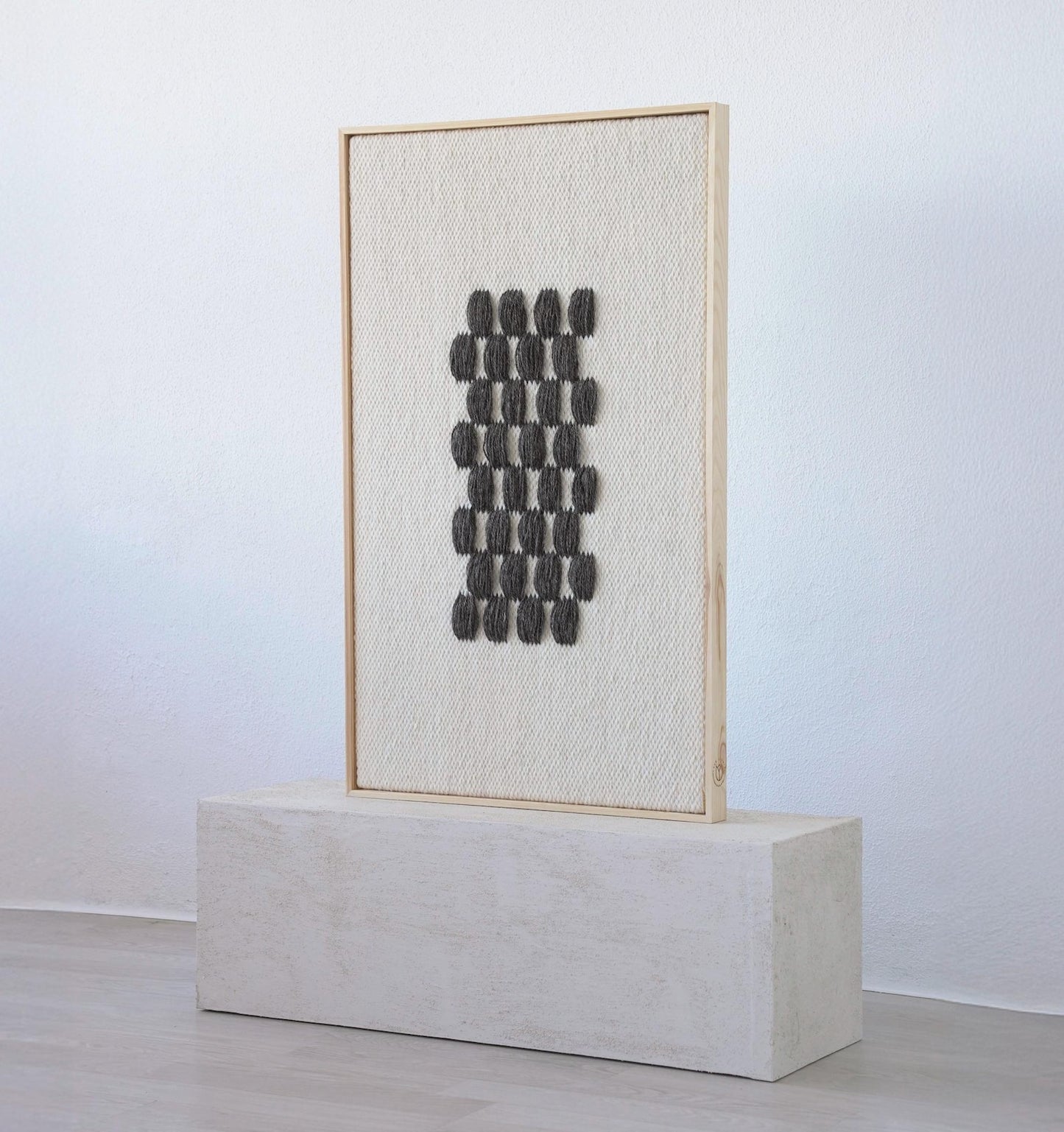 Tkany Obraz II  Szary Wzór - Ręcznie Tkany Gobelin w Ramie