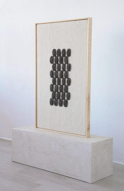 Tkany Obraz II  Szary Wzór - Ręcznie Tkany Gobelin w Ramie