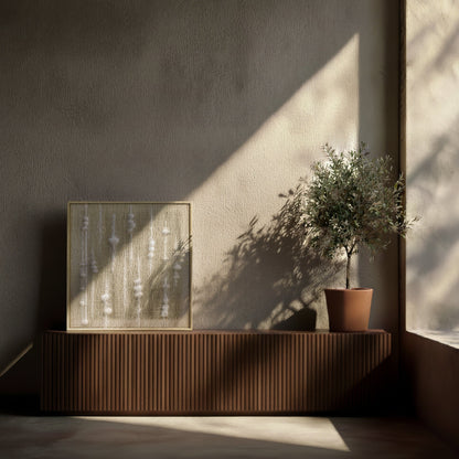 Olit - Minimalist Framed Wall Tapestry - Natural Wool and Wood Art