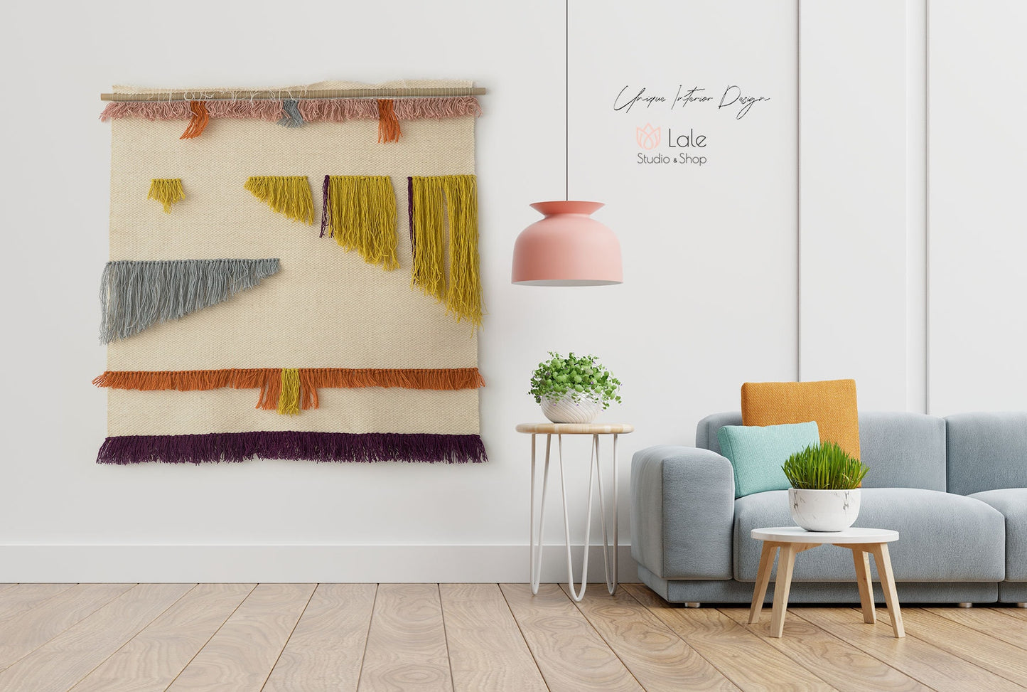 Gobelin Czeski ręcznie farbowany 100% wełna - Krosno Wall Art - Tkany zagłówek - Dekoracje - Makramee Vorhang - Dekoracja Murale Macramé - Wandkleed