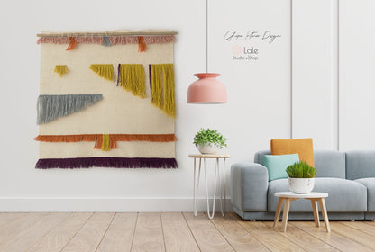 Gobelin Czeski ręcznie farbowany 100% wełna - Krosno Wall Art - Tkany zagłówek - Dekoracje - Makramee Vorhang - Dekoracja Murale Macramé - Wandkleed